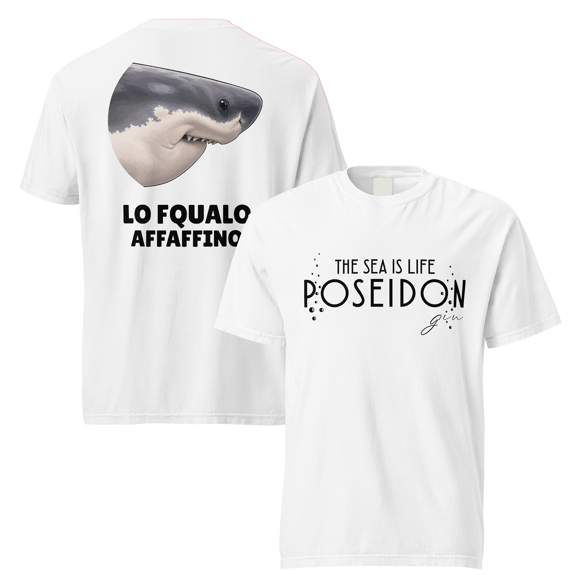 Lo Fqualo – T-shirt Poseidon Gin fronte e retro