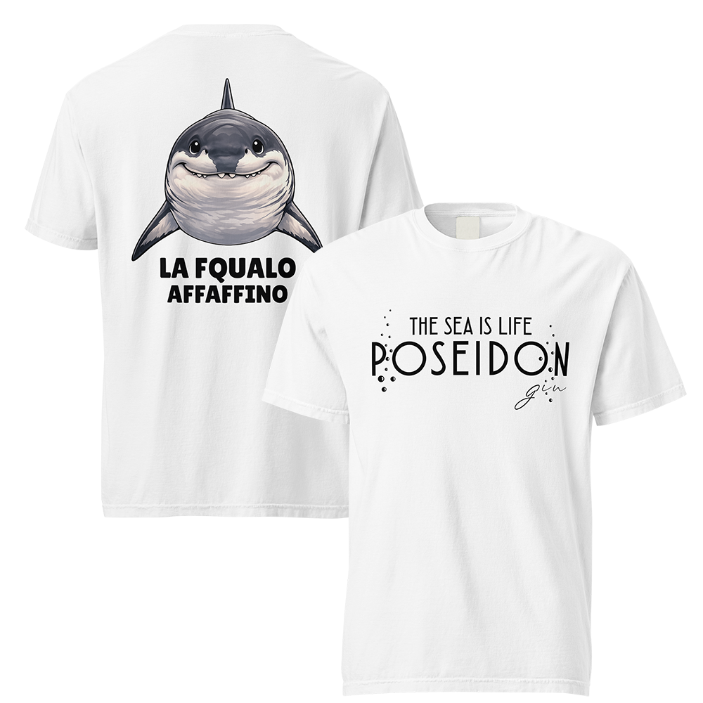 Fqualo Affaffino – T-shirt Poseidon Gin fronte e retro